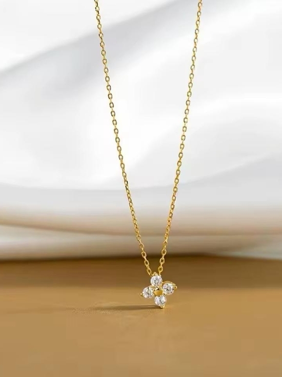 Anthropologie Jewelry - Gold Floral CZ Cluster Pendant Necklace